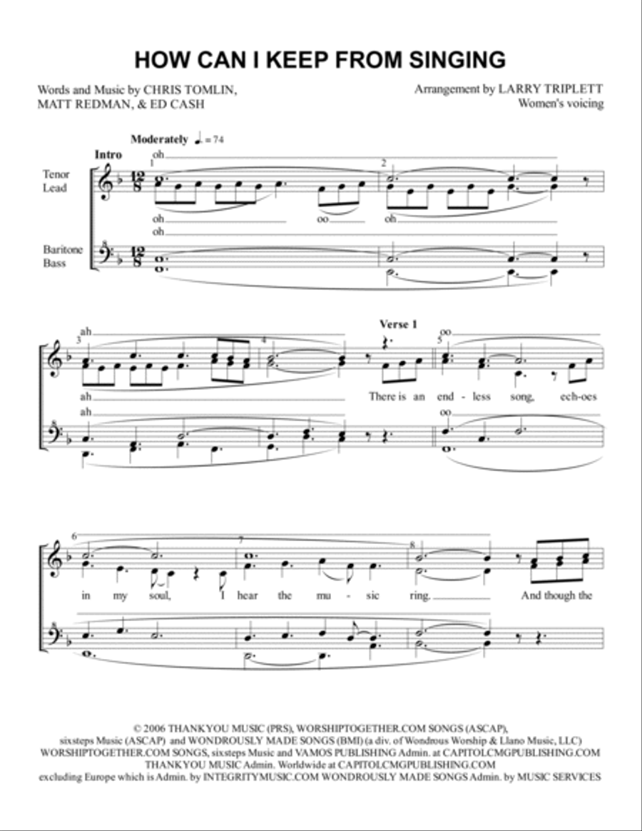How Can I Keep From Singing SSAA scores gallery preview page 1