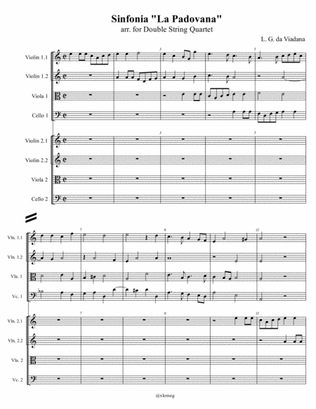 Book cover for L. G. da Viadana - Sinfonia 'La Padovana' arr. for Double String Quartet