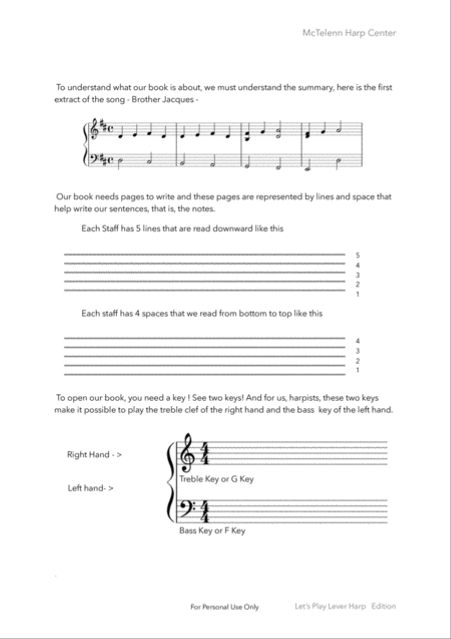 Sight Reading For lever harp - beginner to intermediate & 27/34 String | McTelenn Harp Center Celtic Harp scores gallery preview page 4
