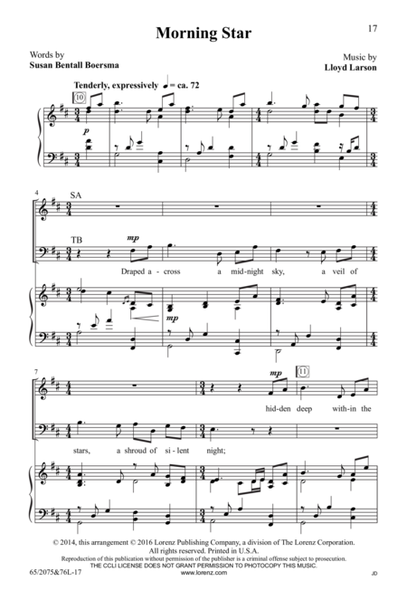 Morning Star - SATB Score with Performance CD image number null