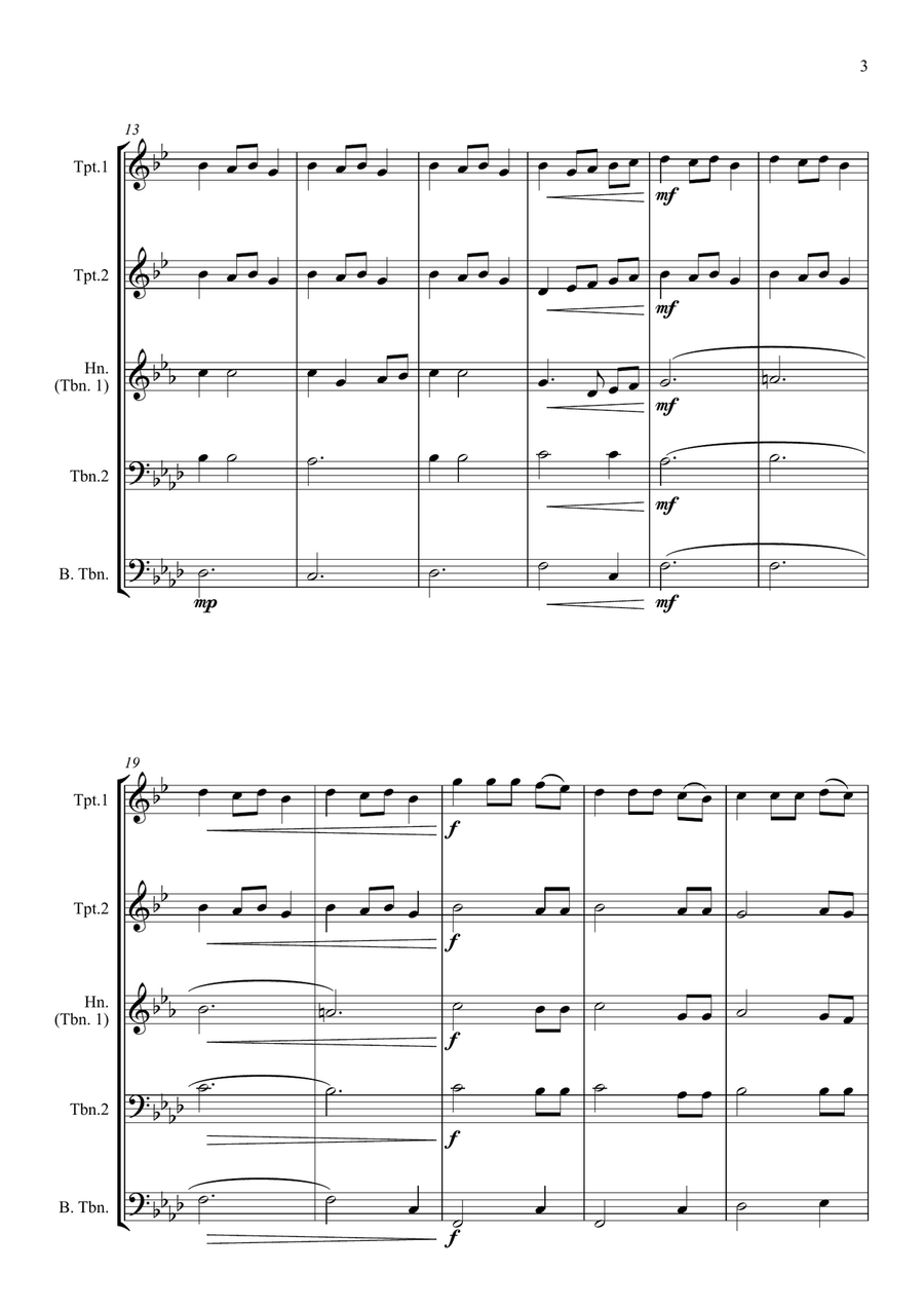 Fantasia on the Ukrainian Bell Carol - for Brass Quintet Brass Quintet scores gallery preview page 3