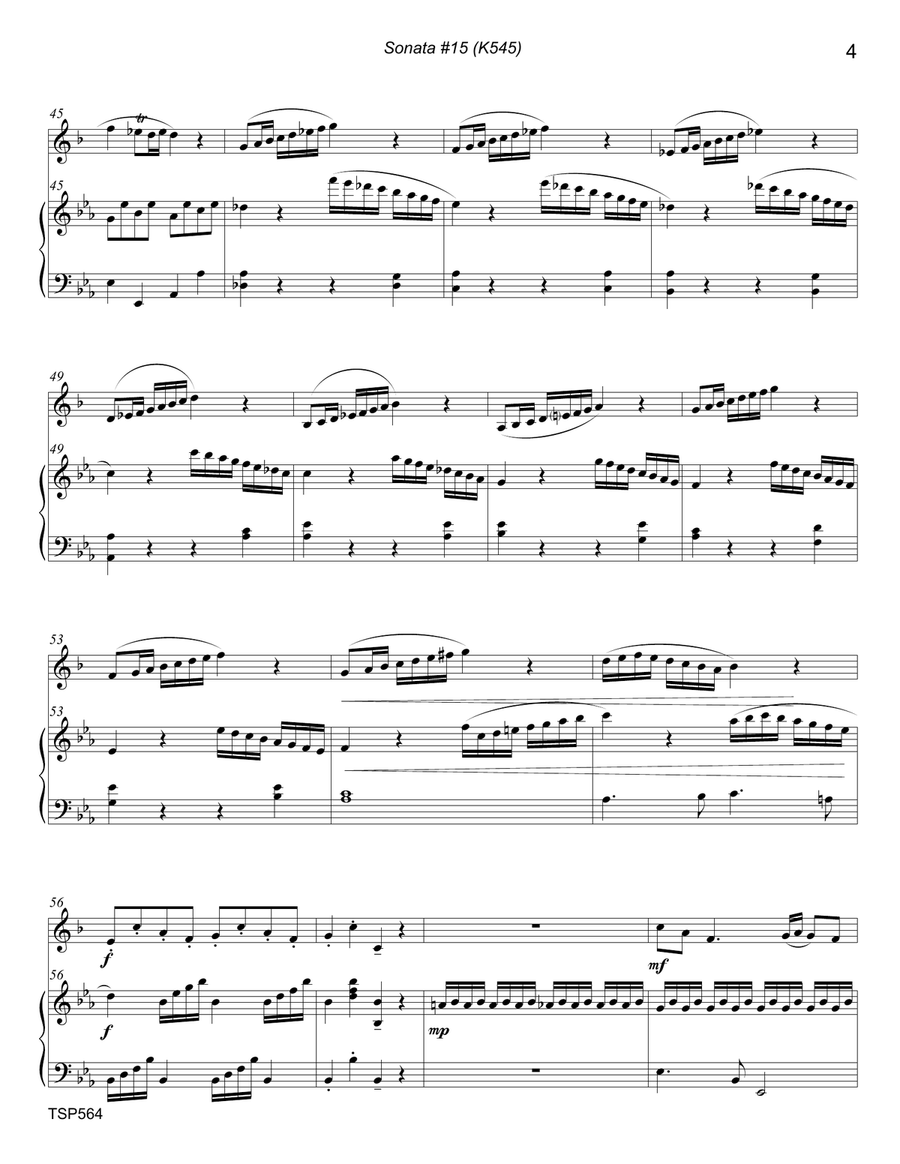 SONATA (K545) arranged for TRUMPET SOLO with Piano Accompaniment Trumpet Solo scores gallery preview page 4