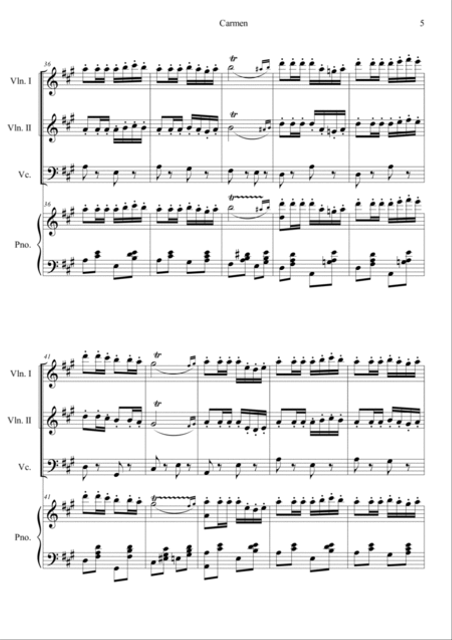 Carmen No.1 Prelude Carmen No.1 Prelude Piano Quartet scores gallery preview page 5