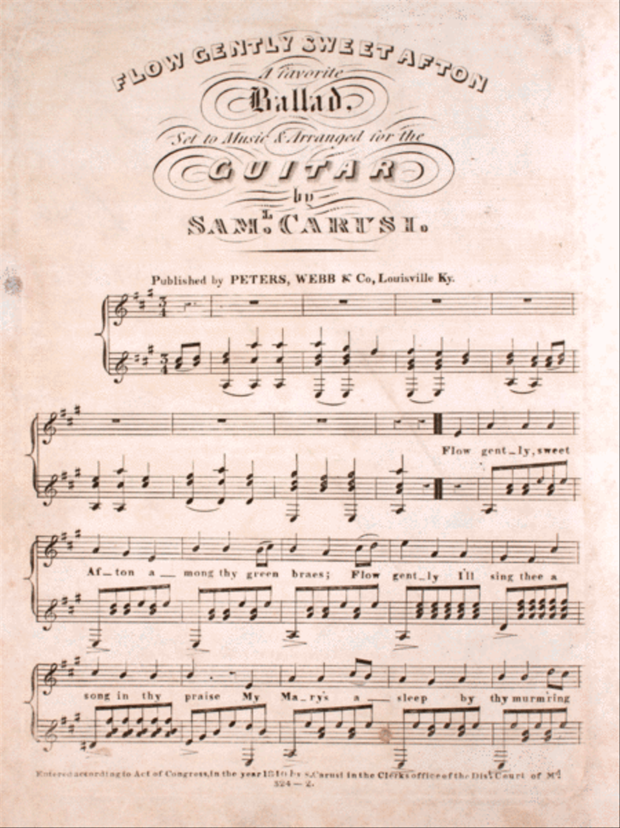 Flow Gently Sweet Afton. A Favorite Ballad Guitar scores gallery preview page 1