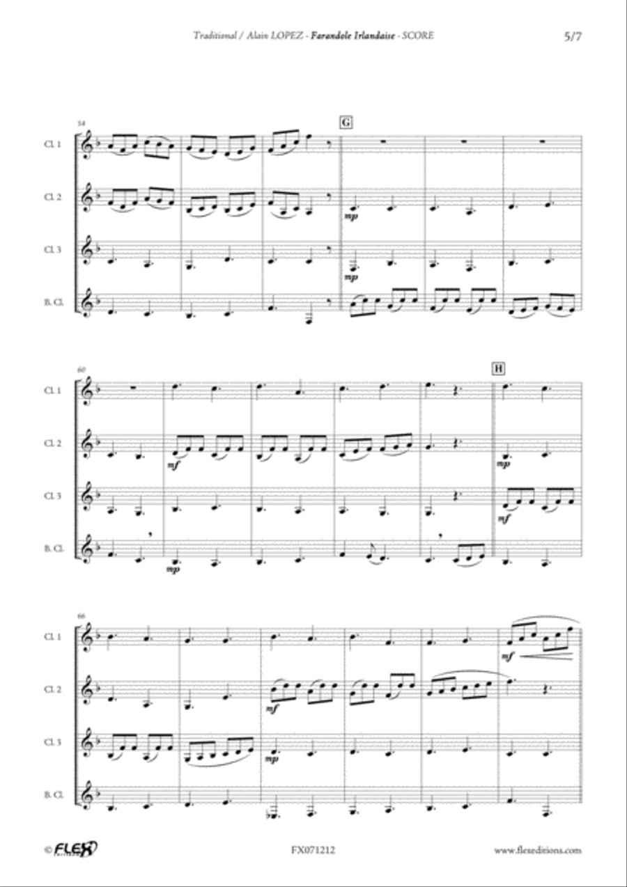 Farandole Irlandaise Farandole Irlandaise Clarinet Quartet scores gallery preview page 5
