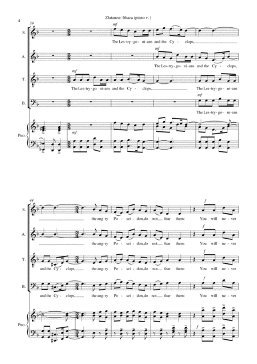 ITHACA, for SATB choir and piano 4-Part scores gallery preview page 4