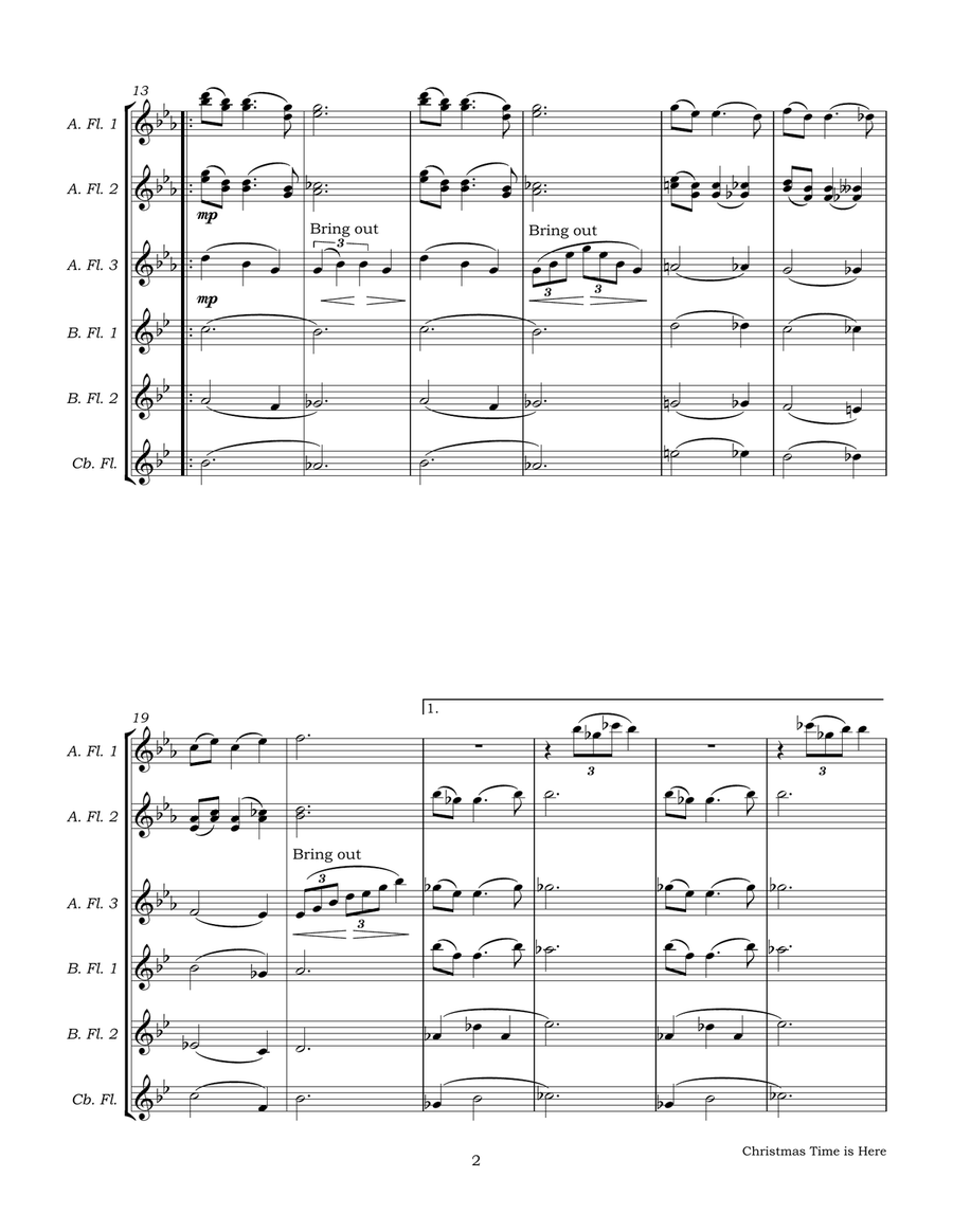 Christmas Time Is Here Flute Choir scores gallery preview page 5