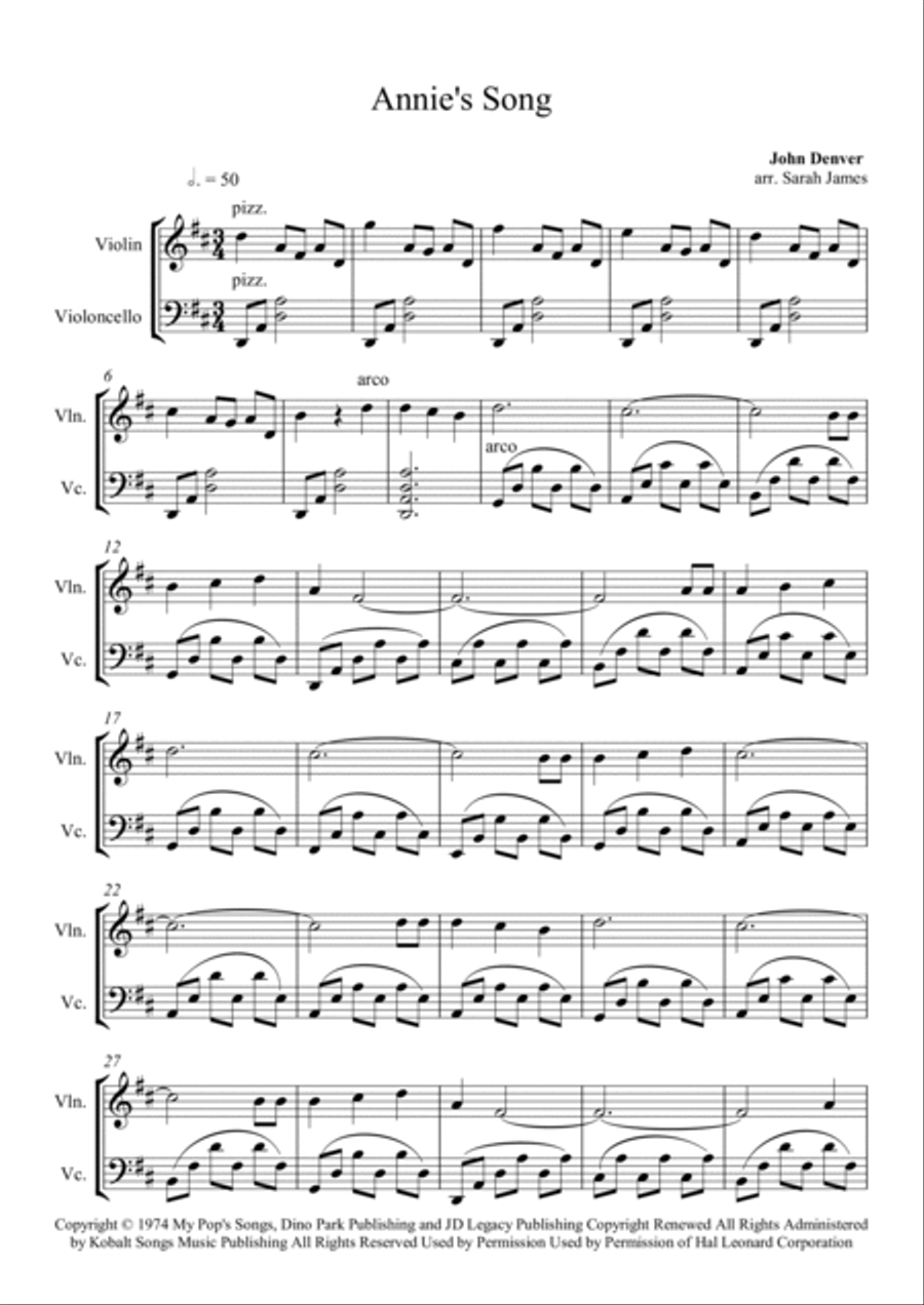 Annie's Song Score and Parts scores gallery preview page 2