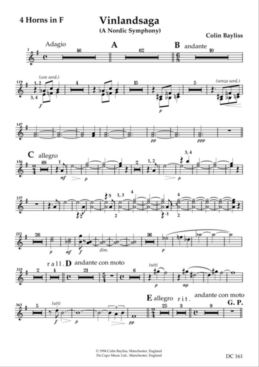 Vinlandsaga - a Nordic Symphony [brass, percussion and harp parts] Percussion Ensemble scores gallery preview page 1