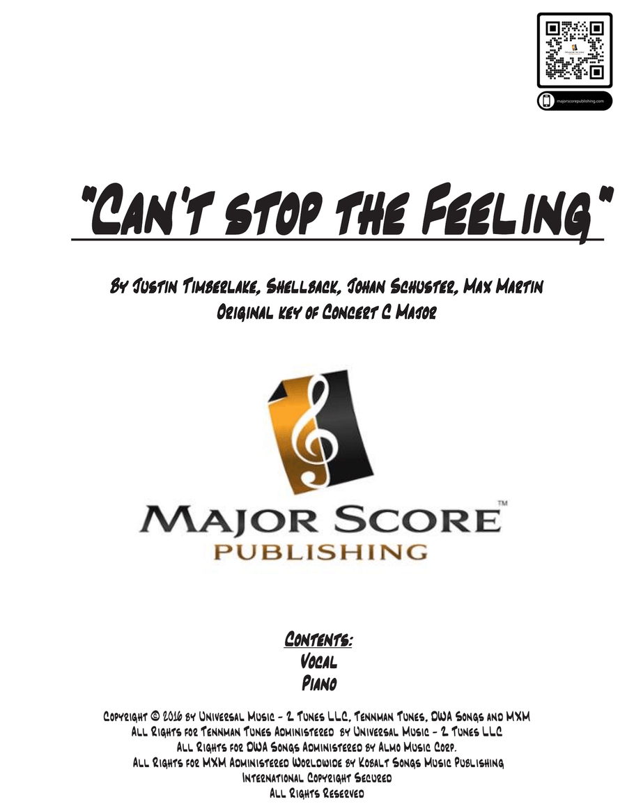 Can't Stop The Feeling! Piano, Vocal scores gallery preview page 1