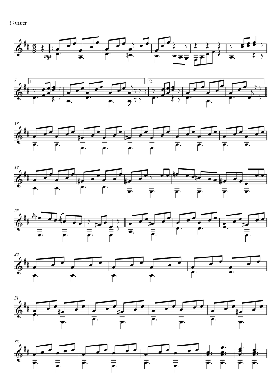 Easy Flute Guitar duets by Giuliani 74-7 Flute scores gallery preview page 4