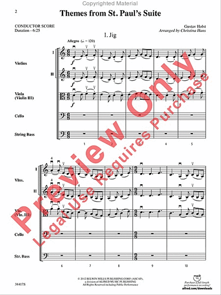 Themes from St. Paul's Suite String Orchestra scores gallery preview page 3
