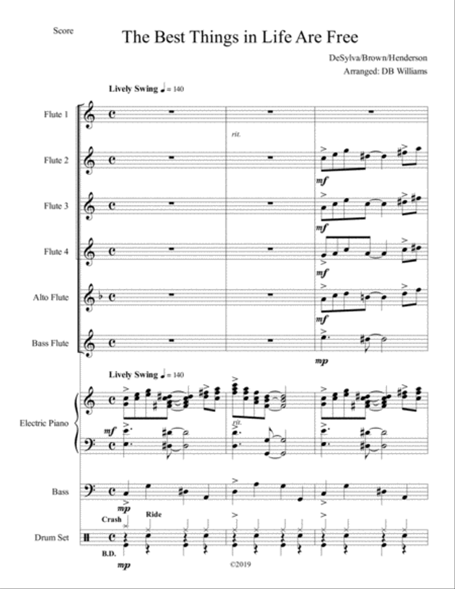 The Best Things In Life Are Free Woodwind Ensemble scores gallery preview page 1
