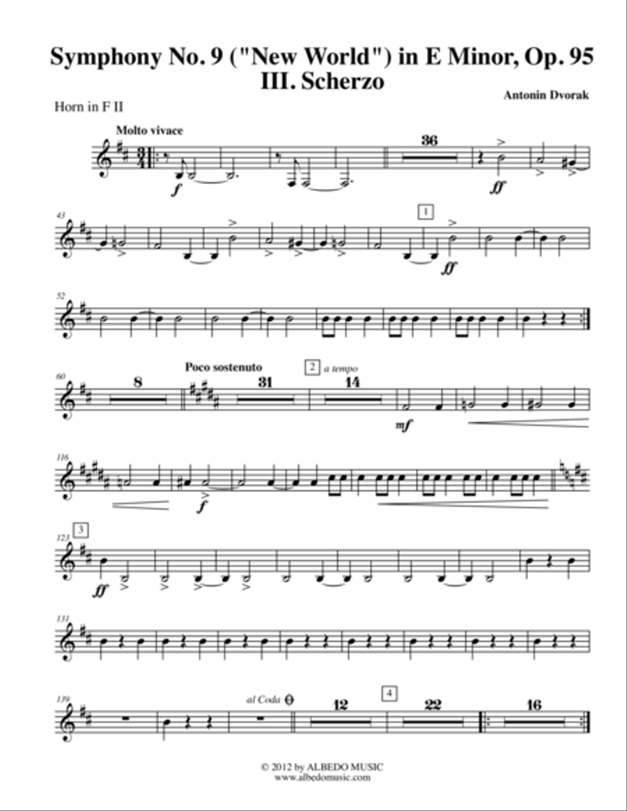 全国どこでも送料無料！ New 9, No. Symphony Dvorak World, 2 F in Horn - III Movement アート・デザイン・音楽