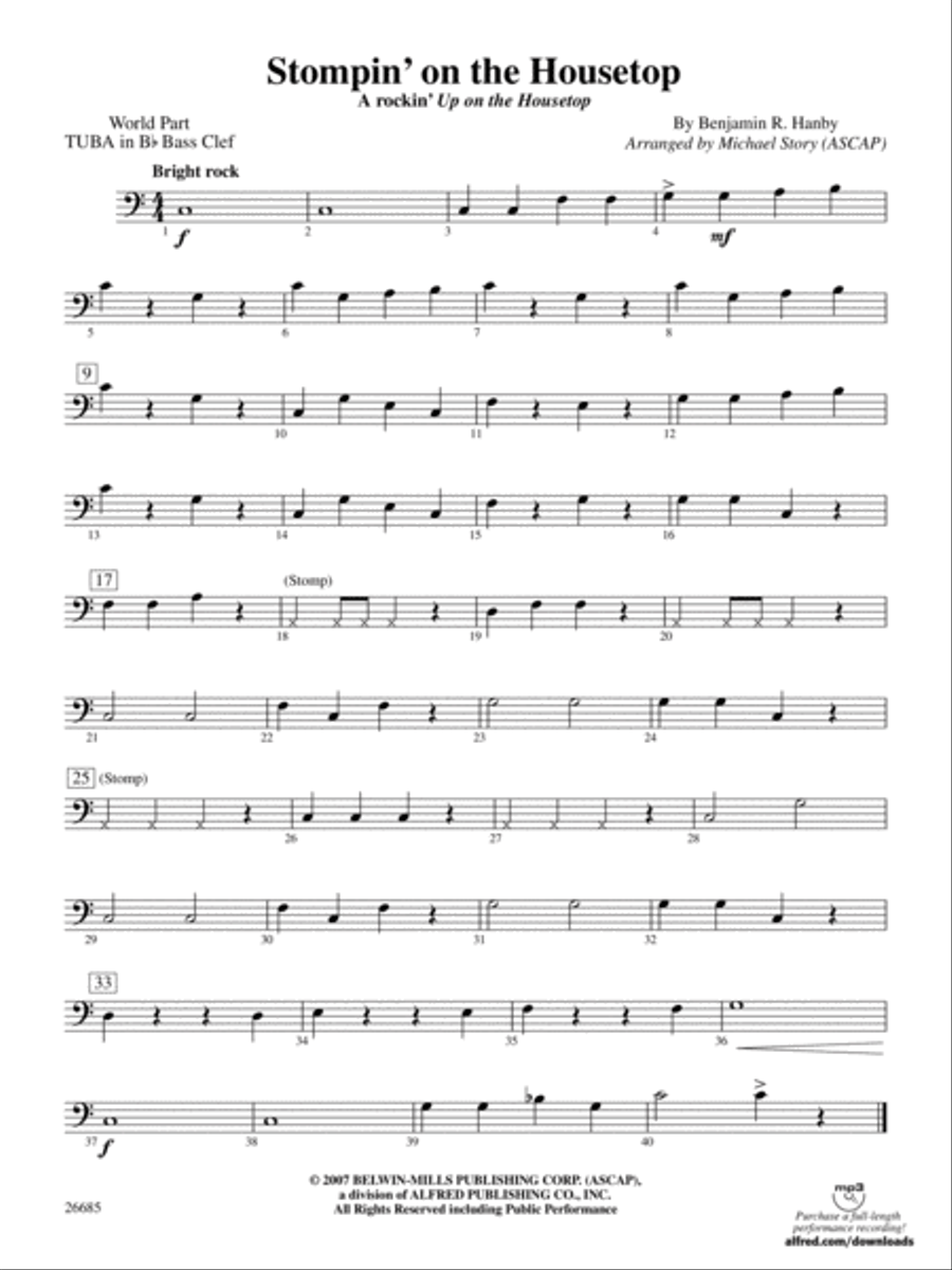 Stompin' on the Housetop: (World Part) B-flat Tuba B.C. Concert Band scores gallery preview page 1