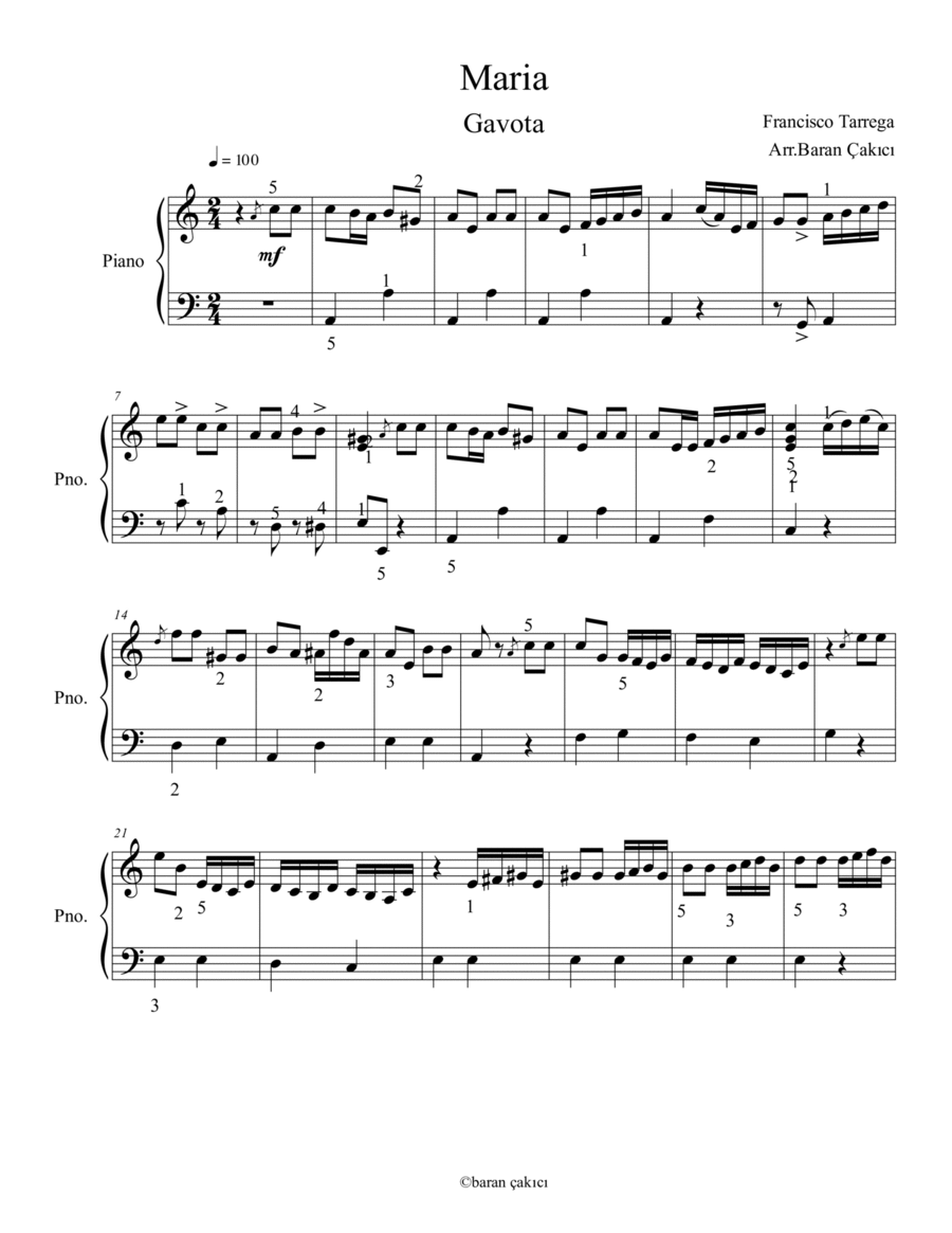 María (Gavotte) Piano Solo scores gallery preview page 1