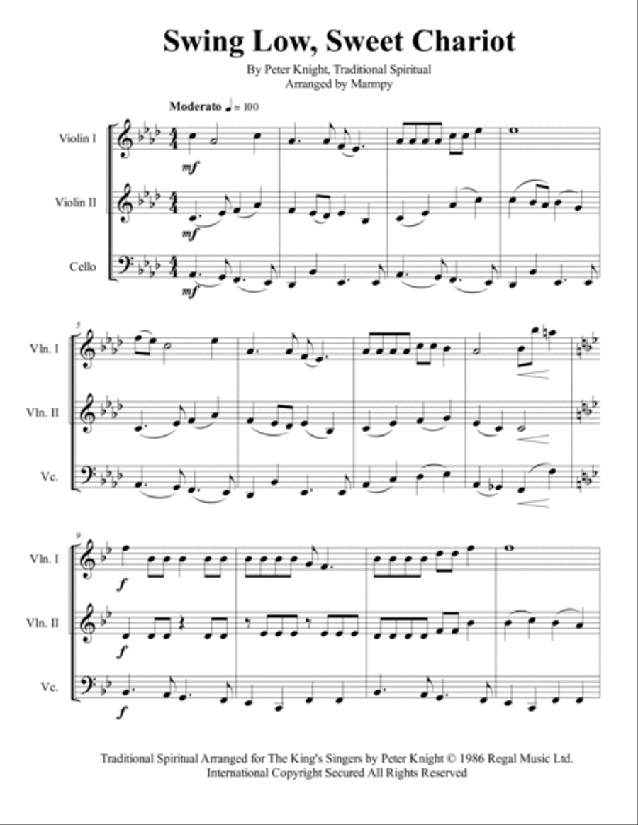Swing Low, Sweet Chariot String Trio scores gallery preview page 2