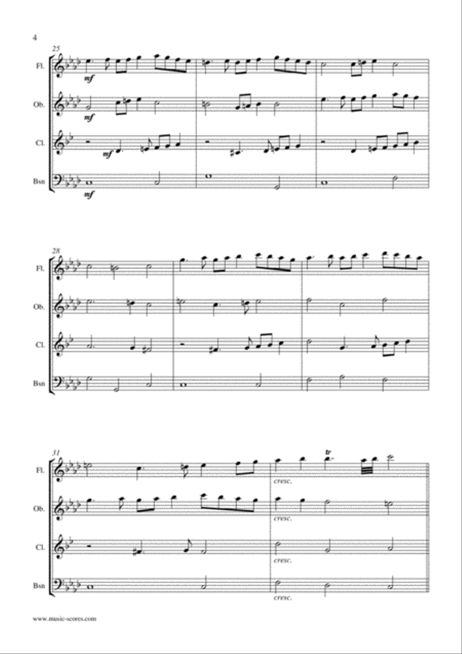 Festival Rondeau from Abdelazer - Wind Quartet - Flute, Oboe, Clarinet & Bassoon Woodwind Quartet scores gallery preview page 4