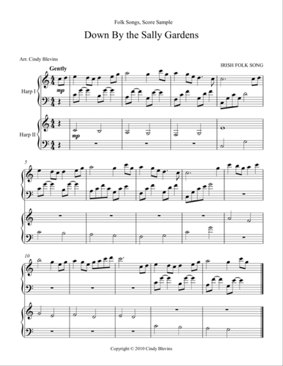 Folk Songs, Harp Duet Collection (10 arrangements) Harp scores gallery preview page 2