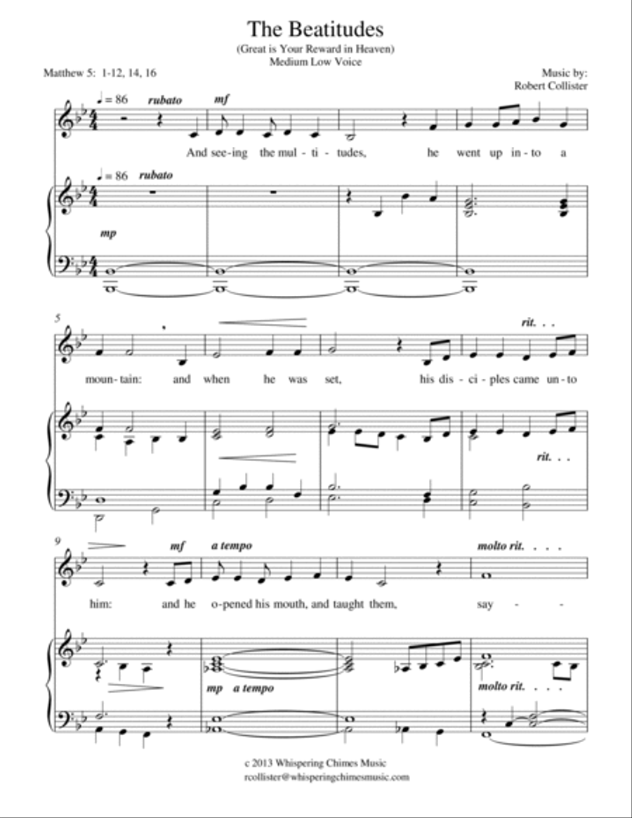The Beatitudes (Great is Your Reward in Heaven) (medium low voice) Low Voice scores gallery preview page 2