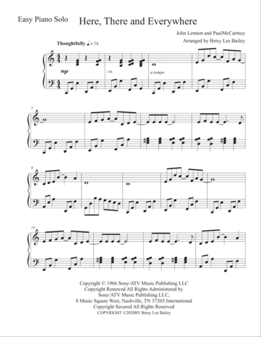 Here, There And Everywhere Piano Solo scores gallery preview page 2