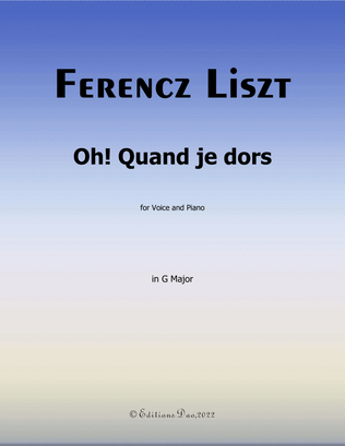 Book cover for Oh! Quand je dors, by Liszt, in G Major