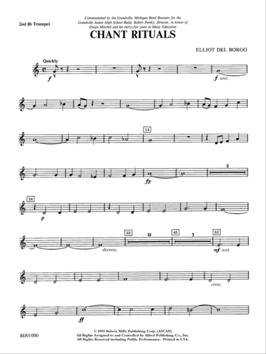 Chant Rituals: 2nd B-flat Trumpet Concert Band scores gallery preview page 1