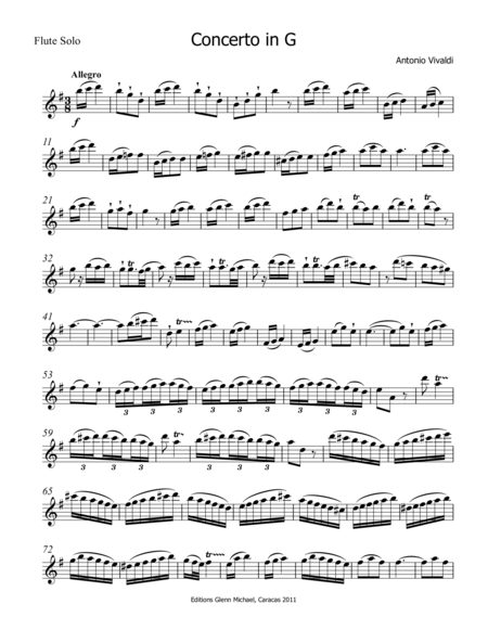 Vivaldi, Concerto for flute in G major image number null