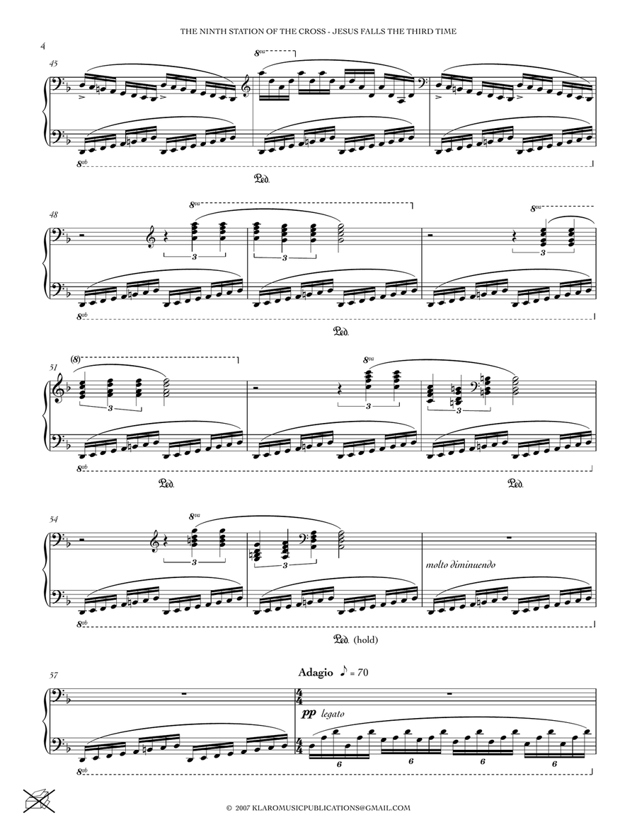 THE NINTH STATION OF THE CROSS - JESUS FALLS THE THIRD TIME Piano Solo scores gallery preview page 4