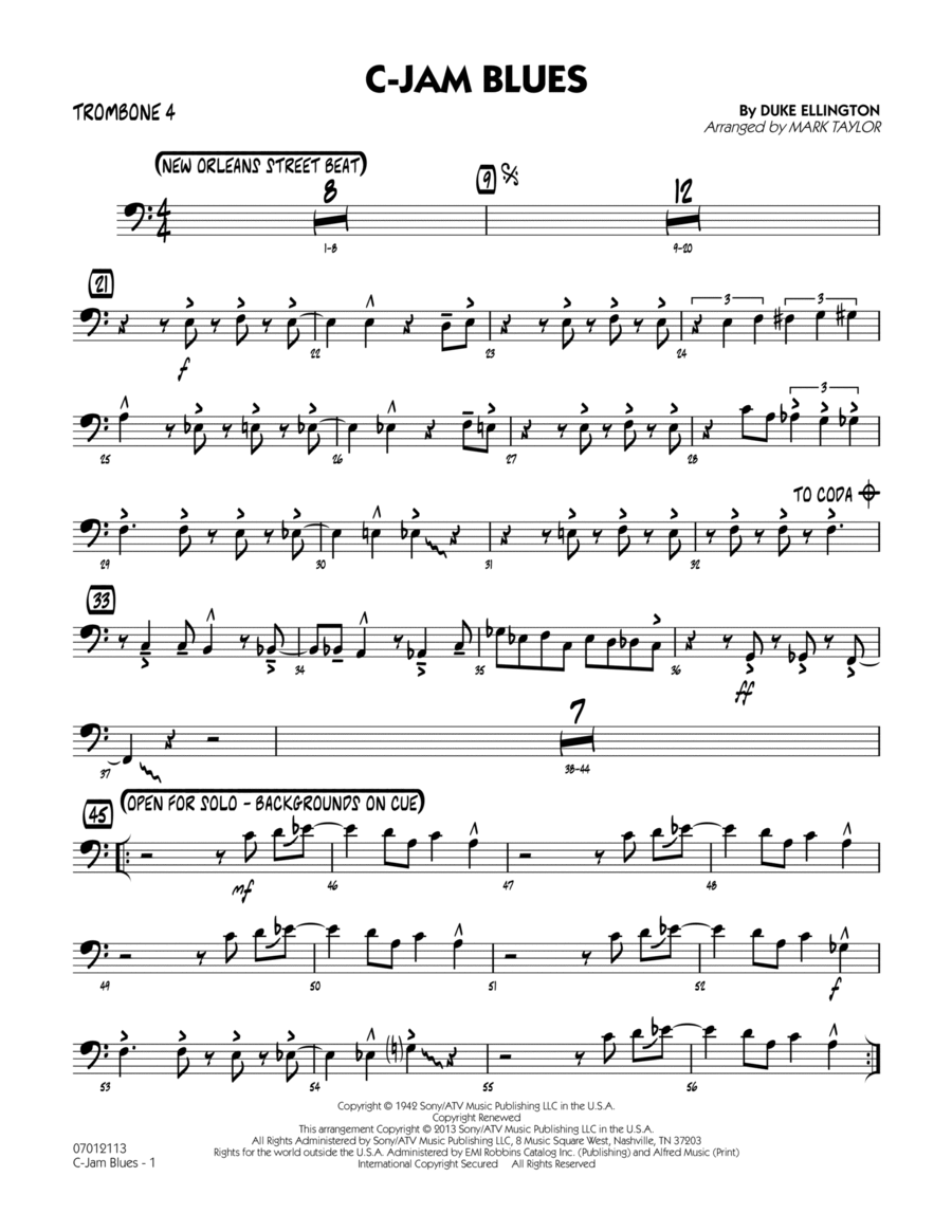 C-Jam Blues (arr. Mark Taylor) - Trombone 4