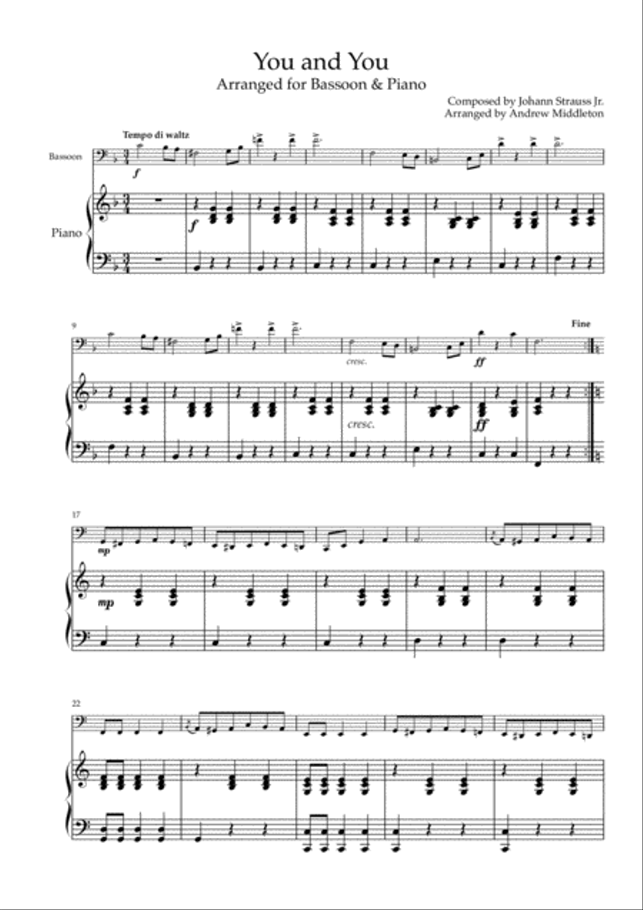 10 Strauss Waltzes arranged for Bassoon and Piano Bassoon Solo scores gallery preview page 6