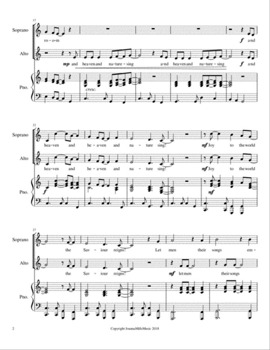 Joy To The World: A Gospel Style Anthem for Treble Choir 2-Part scores gallery preview page 2