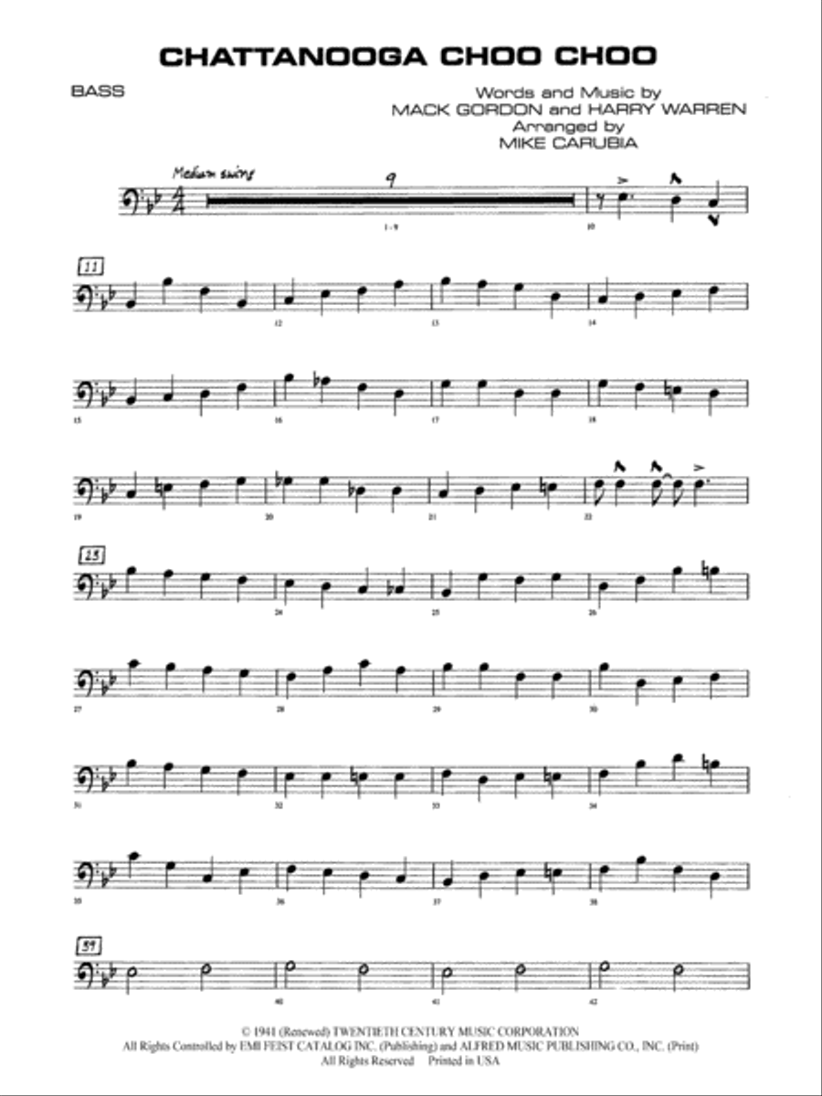 Chattanooga Choo Choo: String Bass Jazz Ensemble scores gallery preview page 1