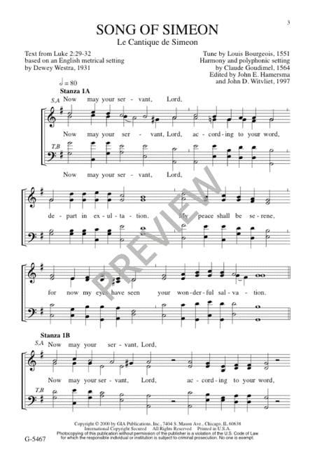 Song of Simeon (Le cantique de Simeon)