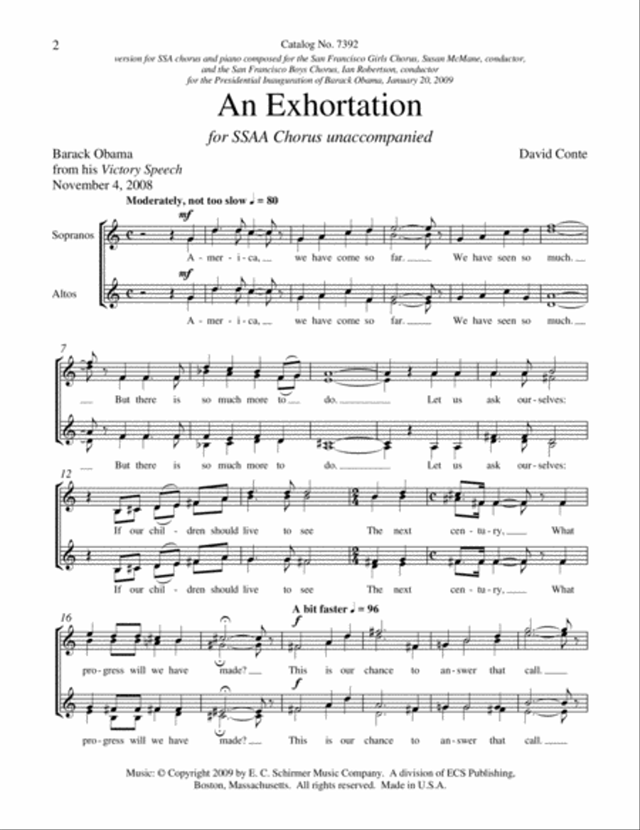 An Exhortation SSAA scores gallery preview page 2