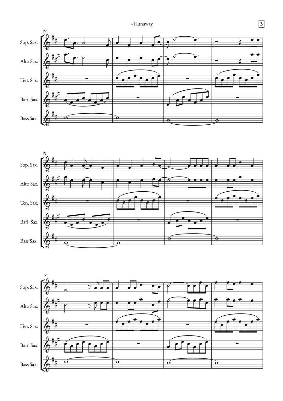 Runaway Saxophone Quintet scores gallery preview page 3