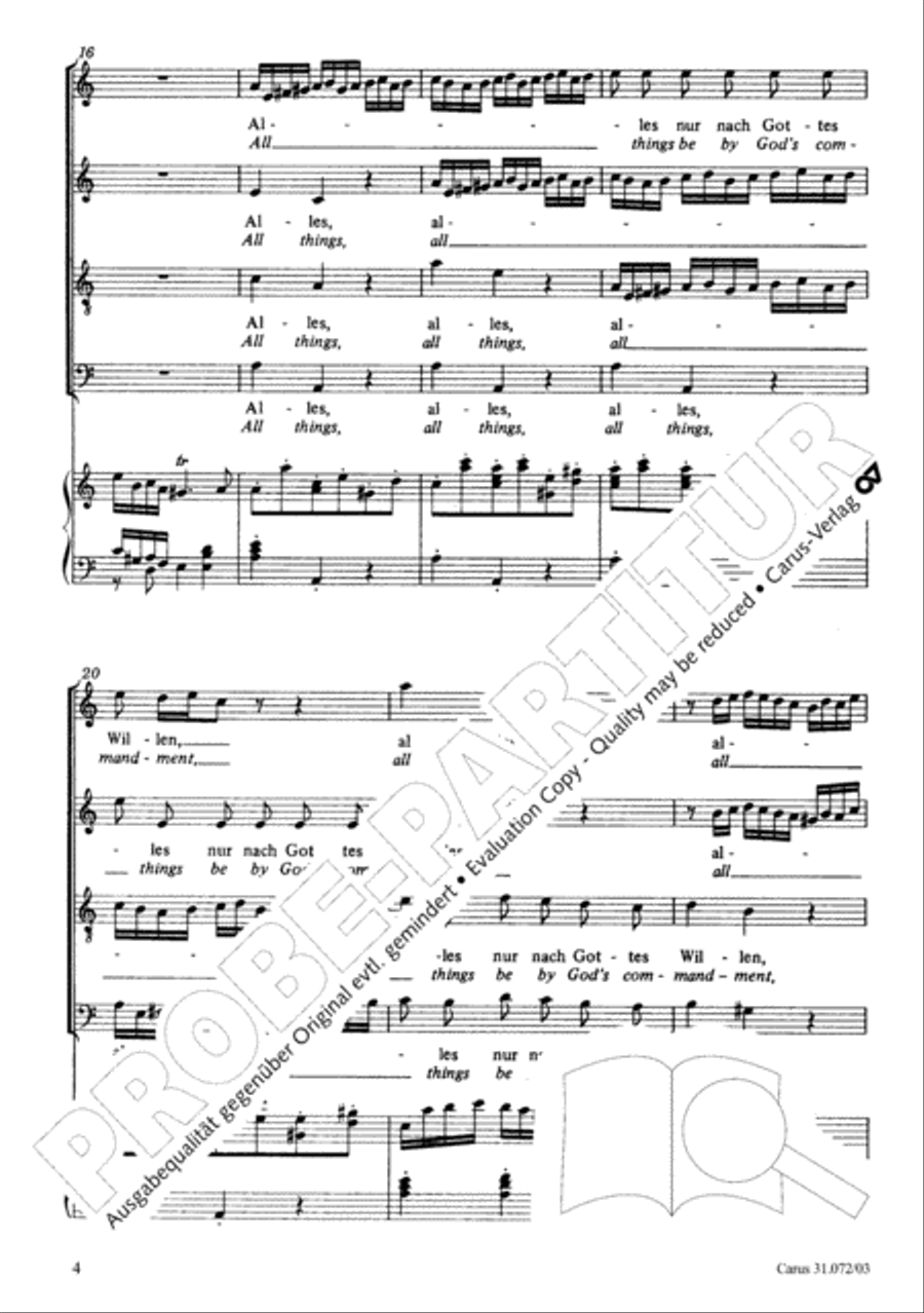 All cantate be by God's commandment (Alles nur nach Gottes Willen) 4-Part scores gallery preview page 5