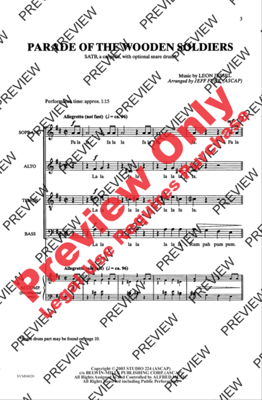 Parade of the Wooden Soldiers 4-Part scores gallery preview page 2