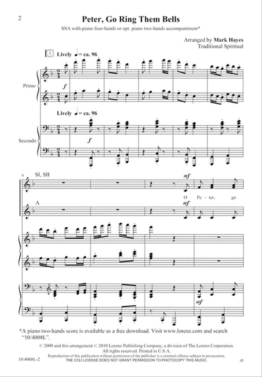 Peter, Go Ring Them Bells SSA scores gallery preview page 3