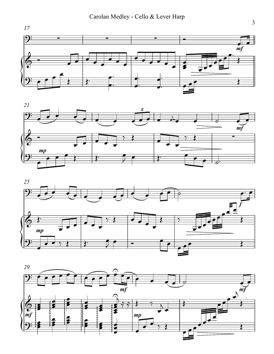Carolan Medley, Duet for Cello & Lever Harp String Duet scores gallery preview page 3
