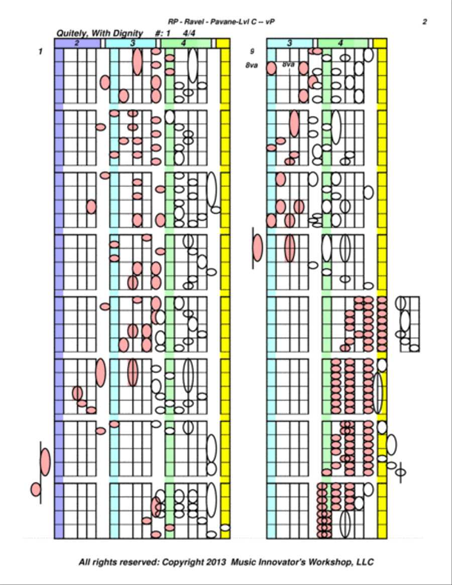 Ravel - Pavane Dance - (Key Map Tablature) Piano Solo scores gallery preview page 2