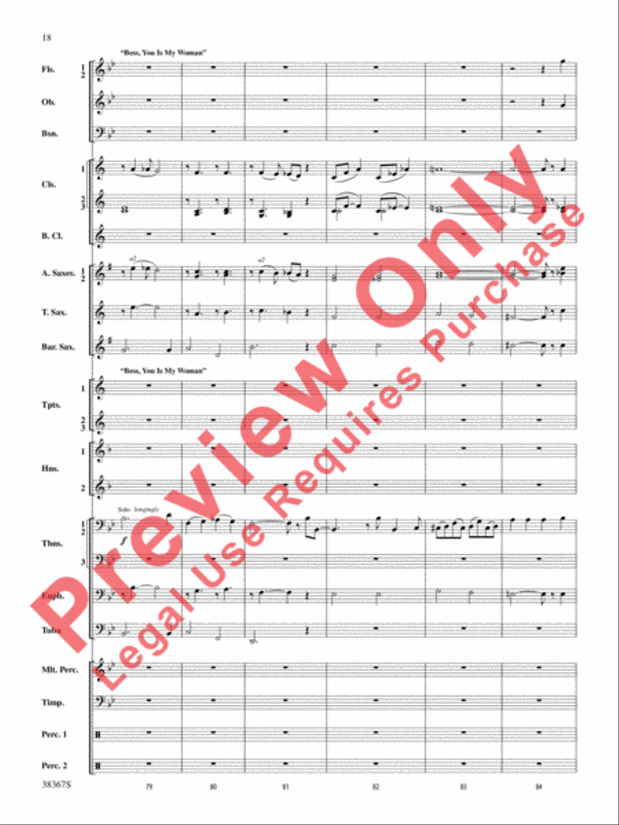 Highlights from Porgy and Bess Concert Band scores gallery preview page 19