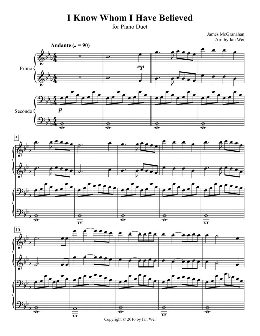 I Know Whom I Have Believed for Piano Duet 1 Piano, 4-Hands scores gallery preview page 1