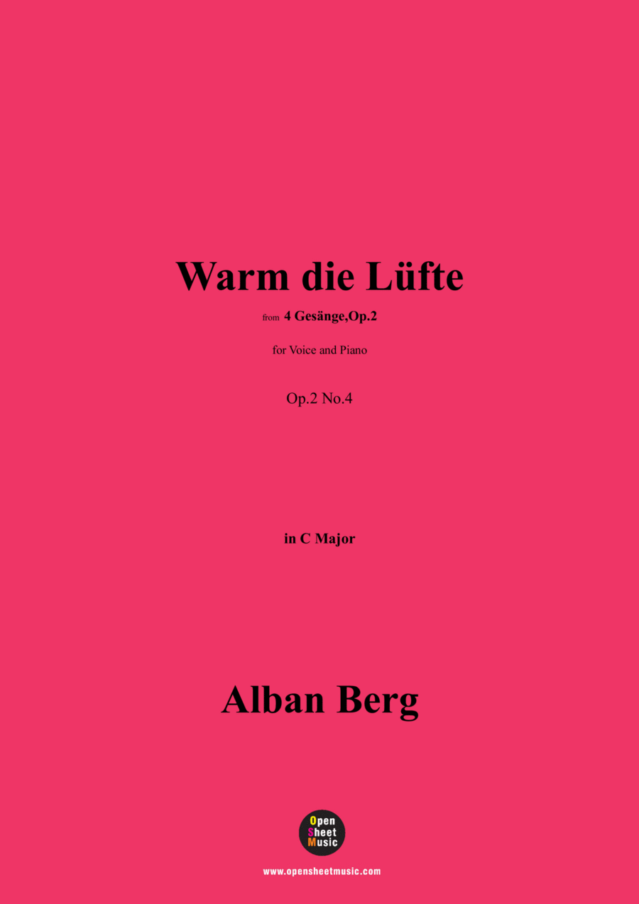 Alban Berg-Warm die Lüfte(1910),in C Major,Op.2 No.4 Voice scores gallery preview page 1