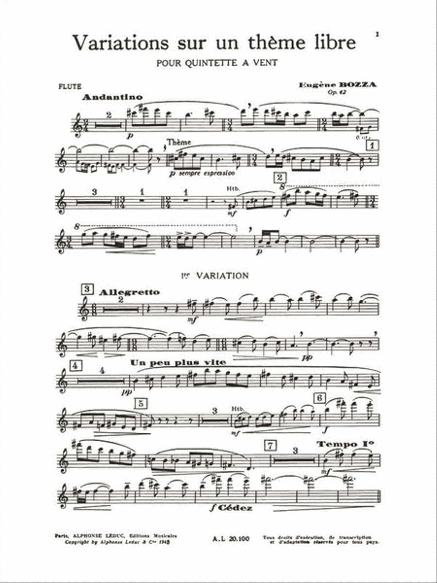 Variations sur un Theme Libre Op. 42 Woodwind Quintet scores gallery preview page 2