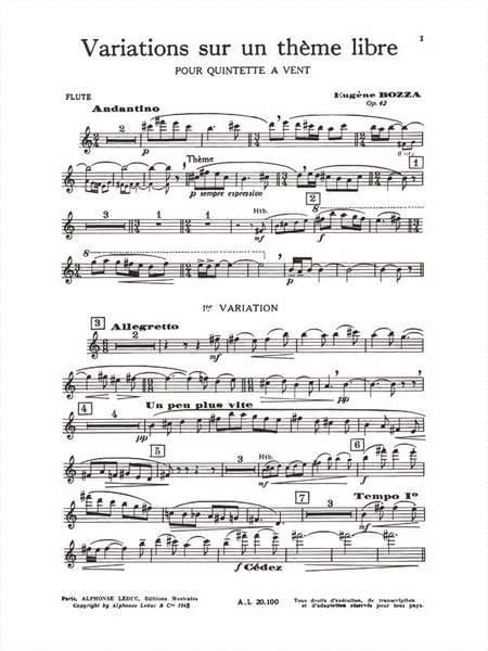 Variations sur un Theme Libre Op. 42