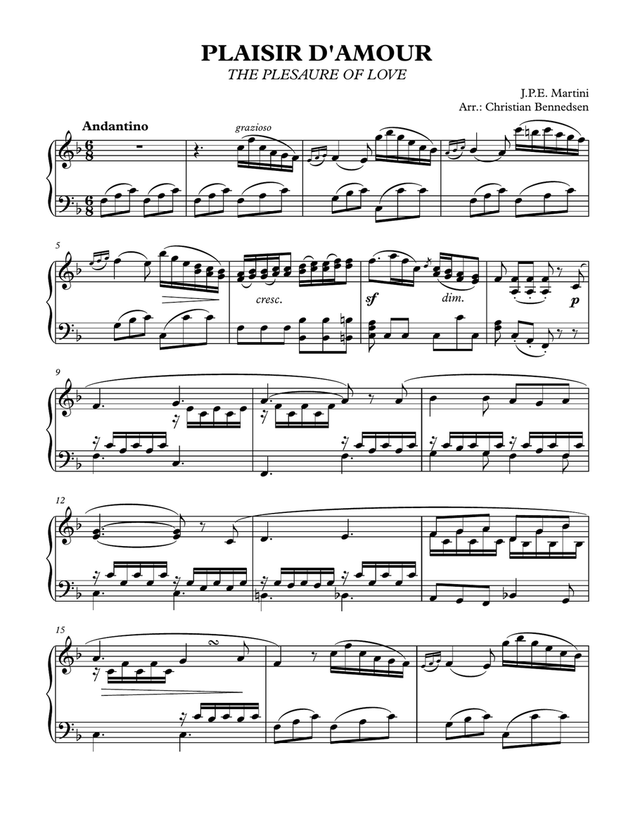 Plaisir d'amour Plaisir d'amour Piano Method scores gallery preview page 1