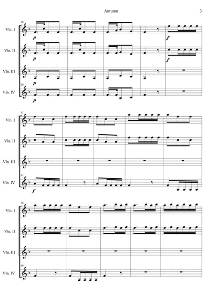 The Four Seasons: Autumn 3rd Movement Violin scores gallery preview page 3