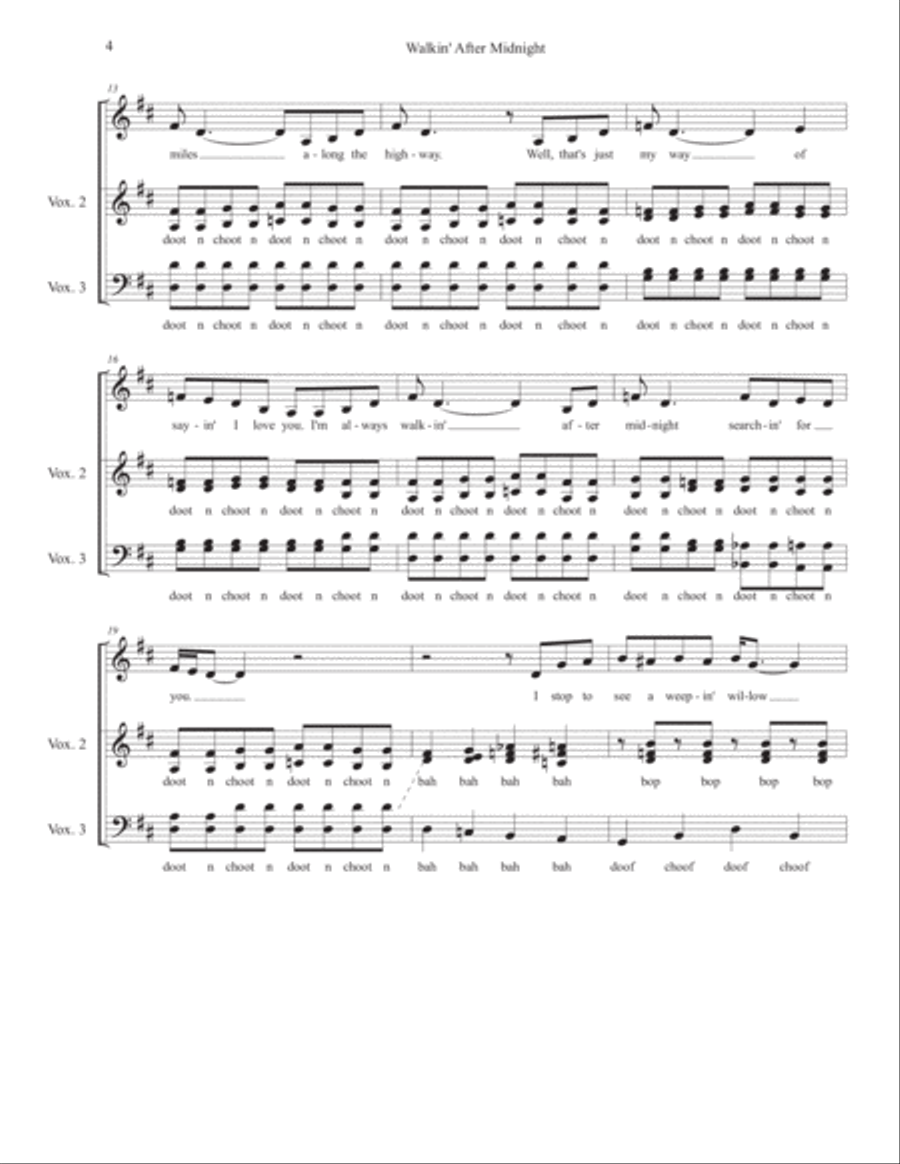 Walkin' After Midnight 4-Part scores gallery preview page 4