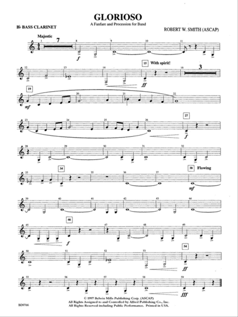 Glorioso (A Fanfare and Procession for Band): B-flat Bass Clarinet Concert Band scores gallery preview page 1